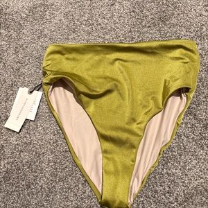 Anthropologie Olive Green High-Waist Bikini Bottom
